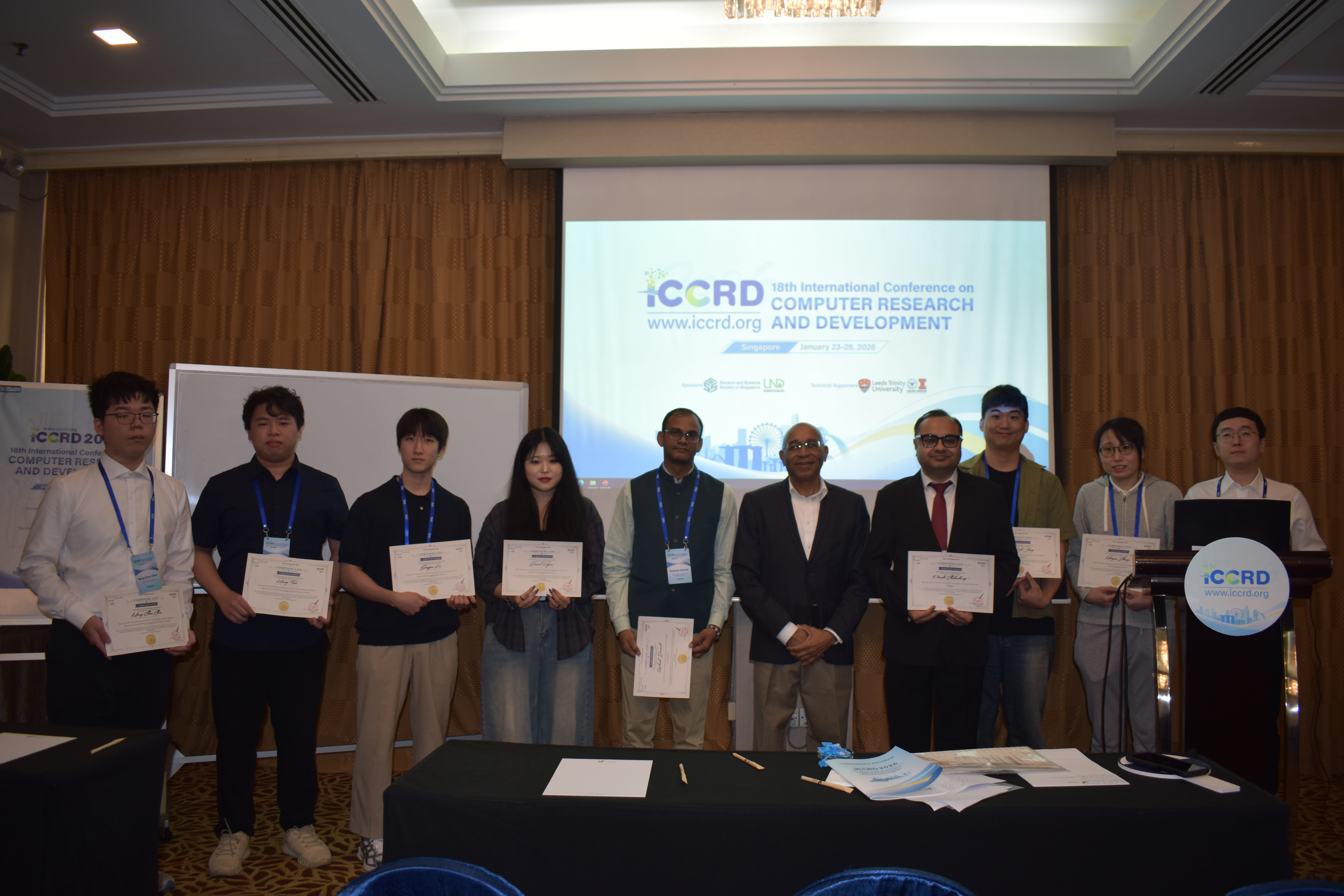 Presenting a paper on human-computer interaction at a conference held in Singapore.